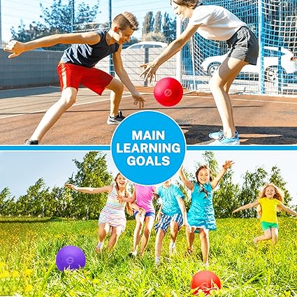 Dodgeballs Playground Balls, Dodge Ball Set for Kids & Adults, Bouncing Kickballs Handball for Outdoor & Indoor Games - Includes Pump & Mesh Storage Bag nirvanaguru