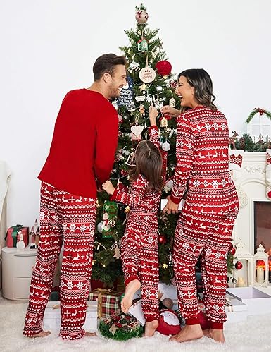 Ekouaer Family Christmas Pajamas Matching Sets Womens Mens Pjs Long Sleeve Sleepwear Holiday Lounge Sets nirvanaguru
