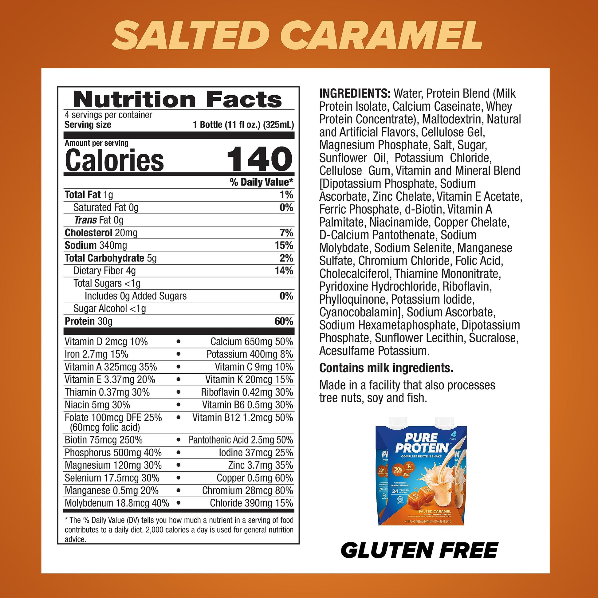 Pure Protein Vanilla Protein Shake, 30g Complete Protein, Vitamins A, C, D, and E plus Zinc to Support Immune Health, Ready to Drink and Keto-Friendly, 11oz Bottles, 12 Pack Nirvana Guru