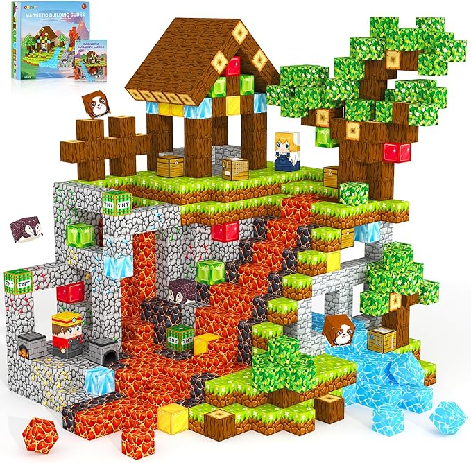 Magnetic Blocks, Magnetic Tiles Building Blocks, Magnet Cubes Toddler Kids Toys, Sensory STEM Toys for 3-5 4-6 5-7 6-8 Year Old Boys Girls Easter Birthday Gifts Travel Outdoor Kids Games (0.8IN/2CM) Nirvana Guru