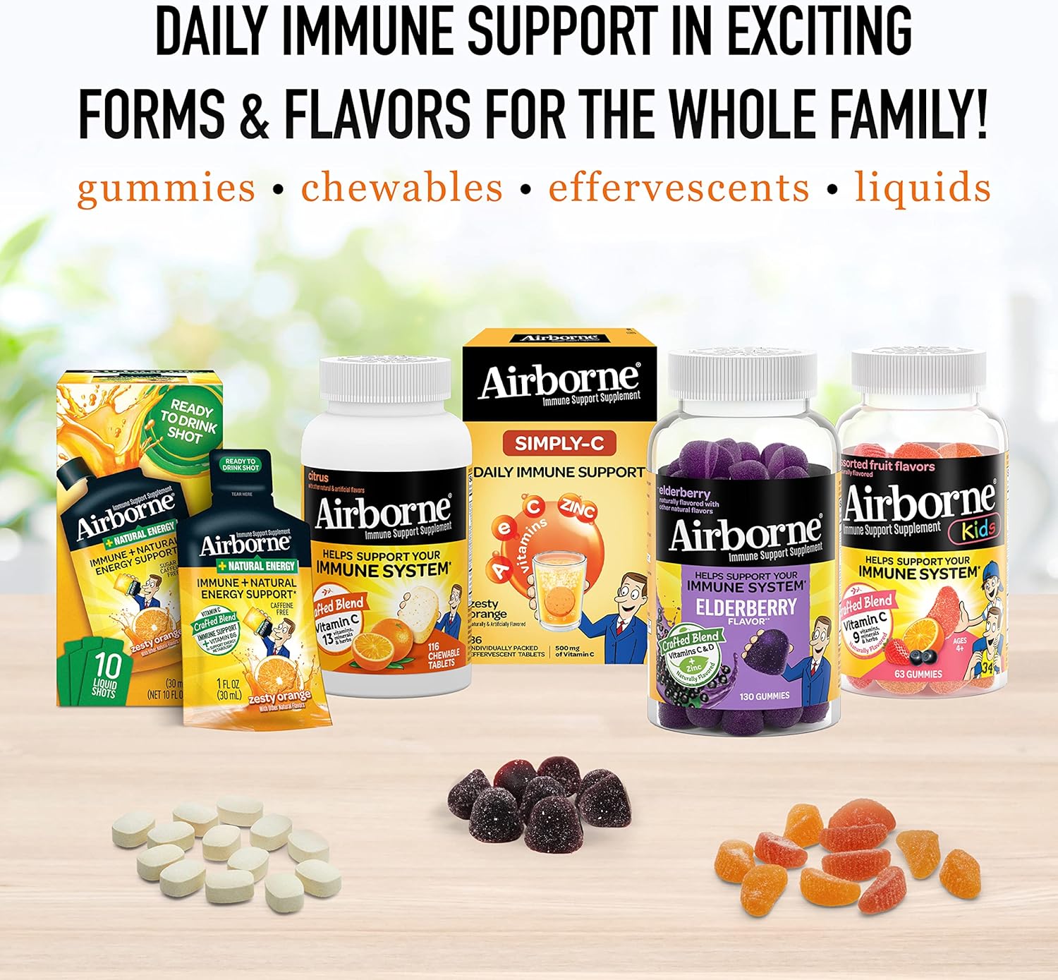 Airborne Vitamin C 750mg (per Serving) Zesty Orange Flavored Gummies (42 Count in a Bottle), Gluten-Free Immune Support Supplement with Vitamins A C E, Selenium, Echinacea, Ginger, Antioxidant Nirvana Guru