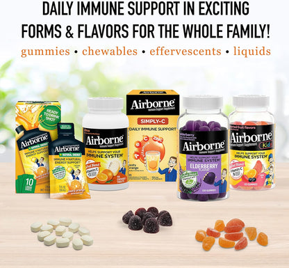 Airborne Vitamin C 750mg (per Serving) Zesty Orange Flavored Gummies (42 Count in a Bottle), Gluten-Free Immune Support Supplement with Vitamins A C E, Selenium, Echinacea, Ginger, Antioxidant Nirvana Guru
