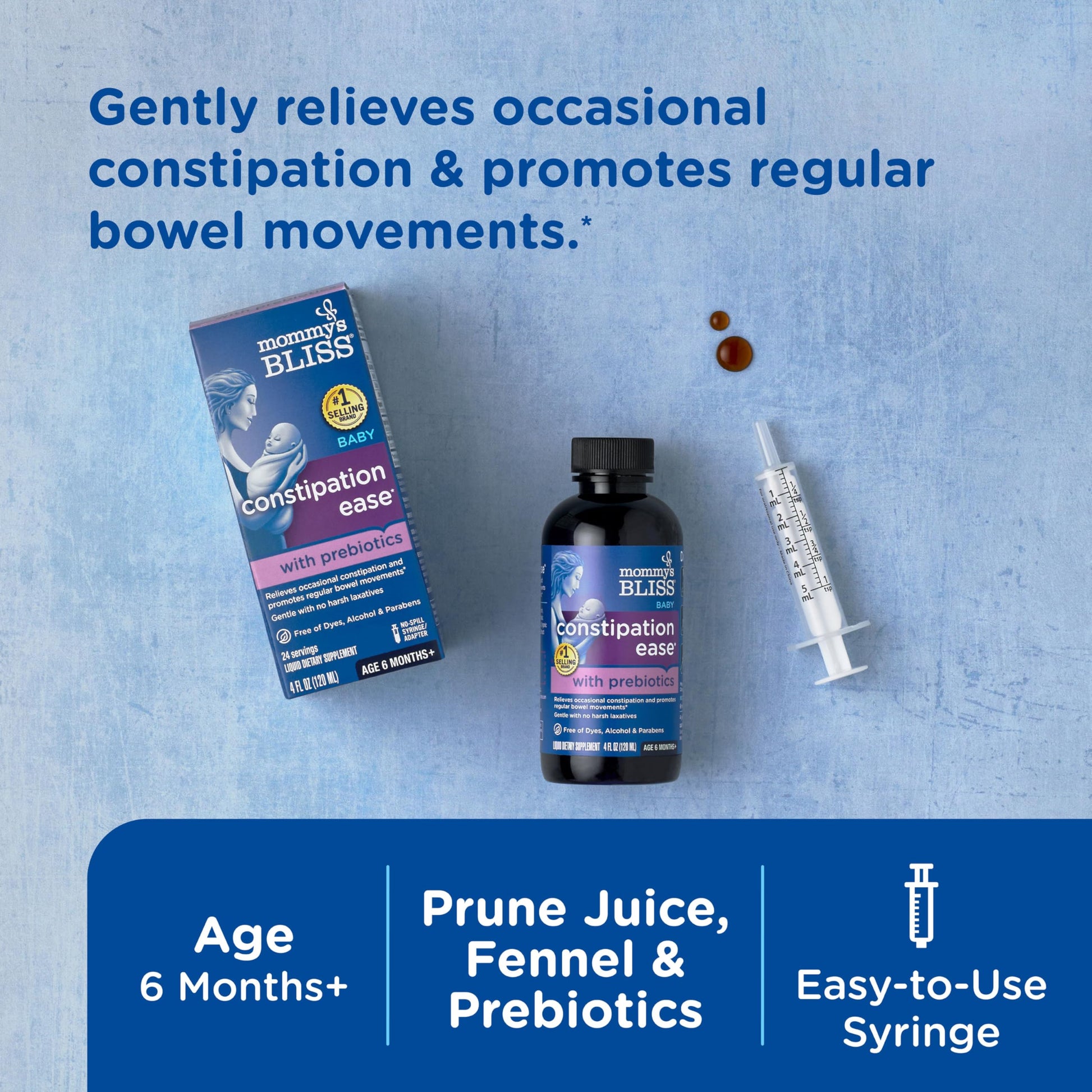Mommy's Bliss Constipation Ease + Prebiotics, Relieves Occasional Constipation, Gentle & Safe, No Harsh Laxatives, 4 Fl Oz Bottle (Pack of 1) Nirvana Guru