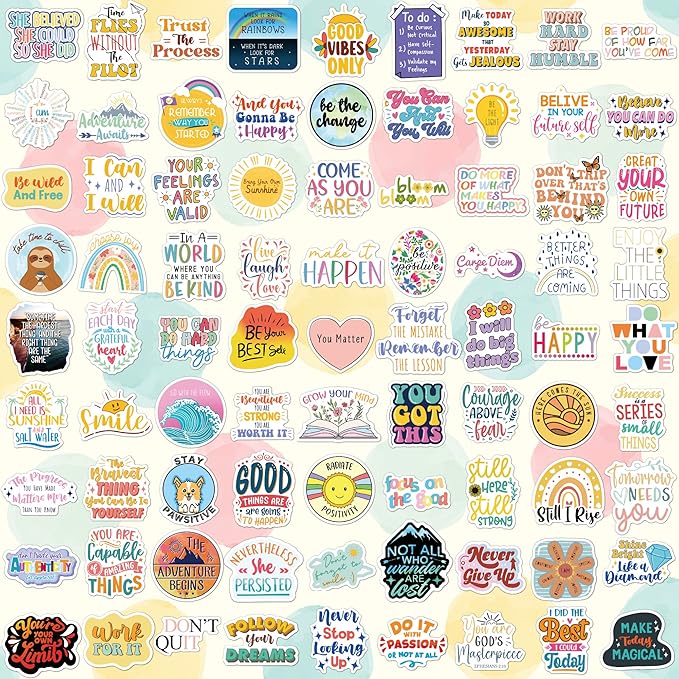 300PCS Affirmation Stickers, Holographic Motivational Sticker Pack, Positive Journal Encouraging Shiny Quotes for Kids, Teachers, Classroom, Waterproof Scrapbook Supplies nirvanaguru