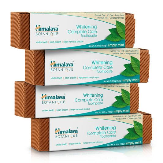 Himalaya Botanique Whitening Complete Care Toothpaste, Teeth Whitening, Fights Plaque, Fluoride Free, No Artificial Flavors, SLS Free, Cruelty Free, Foaming, Simply Mint Flavor, 5.29 Oz, 2 Pack - Nirvana Guru