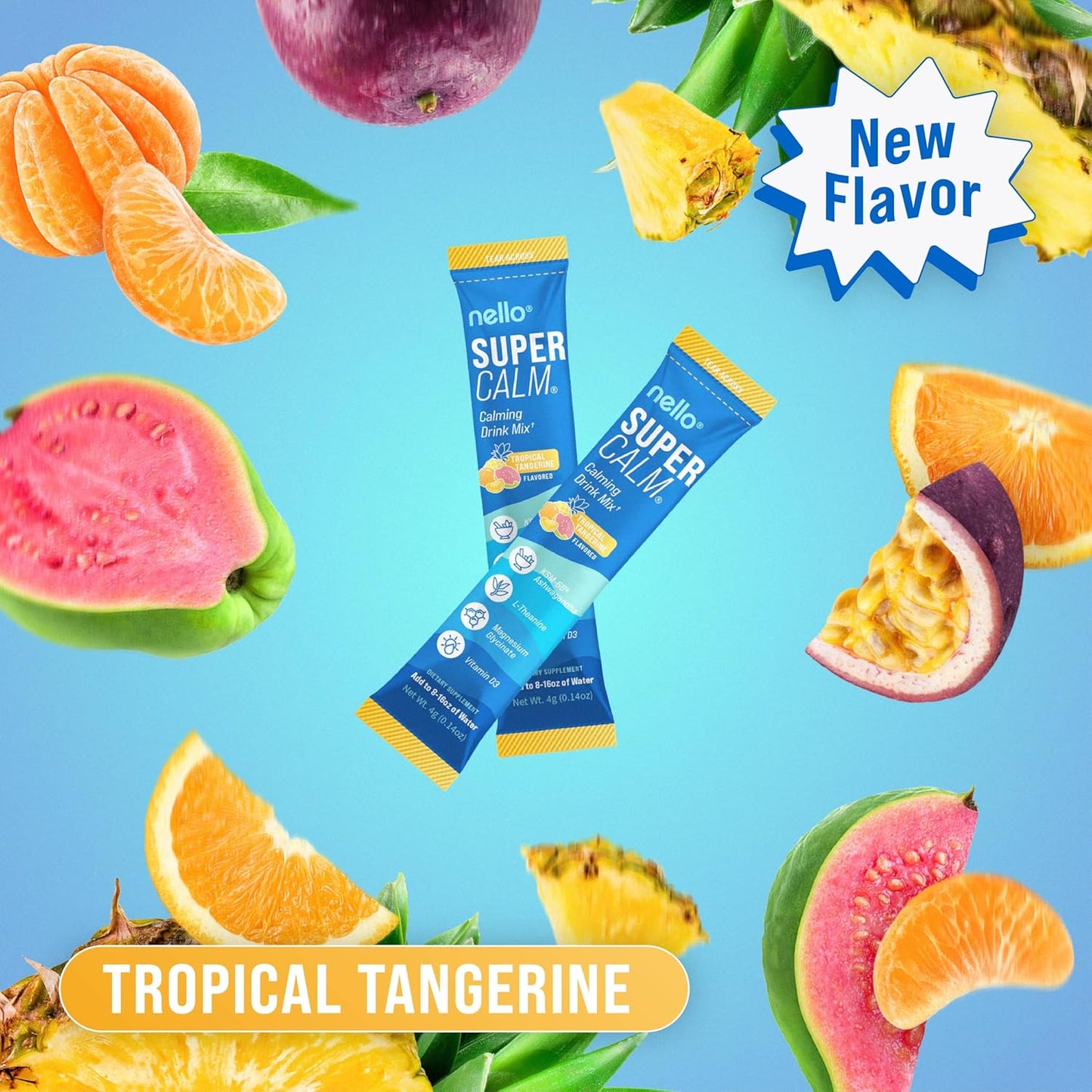 Supercalm Powdered Drink Mix, Raspberry Lemonade, L Theanine, Ksm-66 Ashwagandha, Magnesium Glycinate, Vitamin D 3, Supplements for Relaxation & Focus, No Sugar, Non GMO, On The Go, 20 Ct