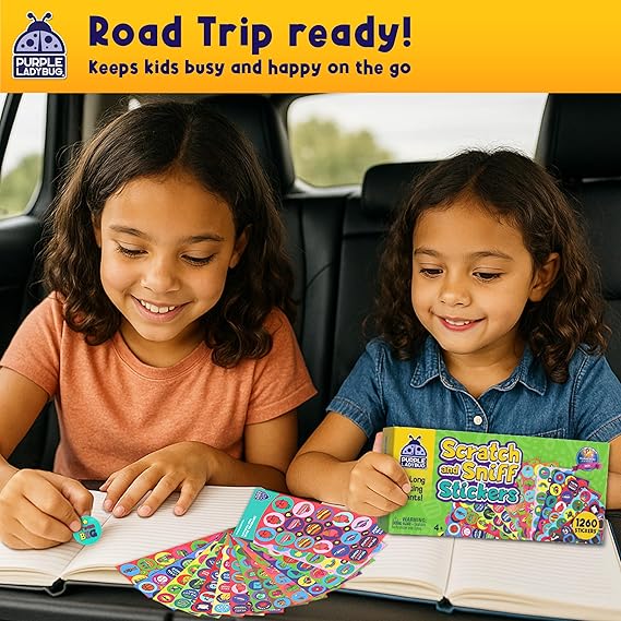 Purple Ladybug 1260 Variety Scratch and Sniff Stickers - 15 Unique Scents - Fun and Motivational Rewards for Kids and Teachers Must Haves, Smelly Sticker for Classroom, & Back to School Gift nirvanaguru