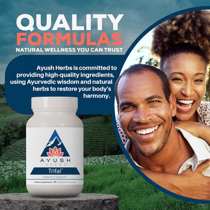 Ayush Herbs Trifal Digestive Support with Amla - Triphala Supplement for Women & Men, Promotes Balanced Digestion, Antioxidant Rich, Made with Organic Ingredients - 90 Vegetarian Capsules (1 Count) Nirvana Guru