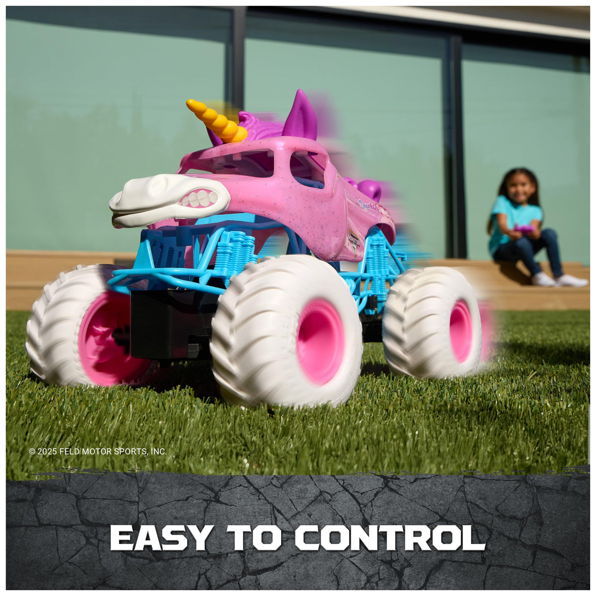 Monster Jam, Official Sparkle Smash Remote Control Vehicle Indoor & Outdoor, 1:15 Scale, 2.4 GHz, Toys for Boys and Girls Ages 4 and Up
