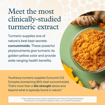 Youtheory Turmeric Advanced - 450 mg Turmeric Supplement - with 15 mg Black Pepper & 300 mg Olive Leaf Extract - Curcumin Joint Support* - Soy, Dairy & Gluten Free - 120 Vegetarian Tablets - Nirvana Guru