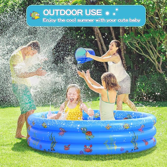 Garden Round Inflatable Baby Swimming Pool, Portable Inflatable Child/Children Little Pump Pool,Kiddie Paddling Pool Indoor&Outdoor Toddler Water Game Play Center for Kids/Girl/Boy nirvanaguru