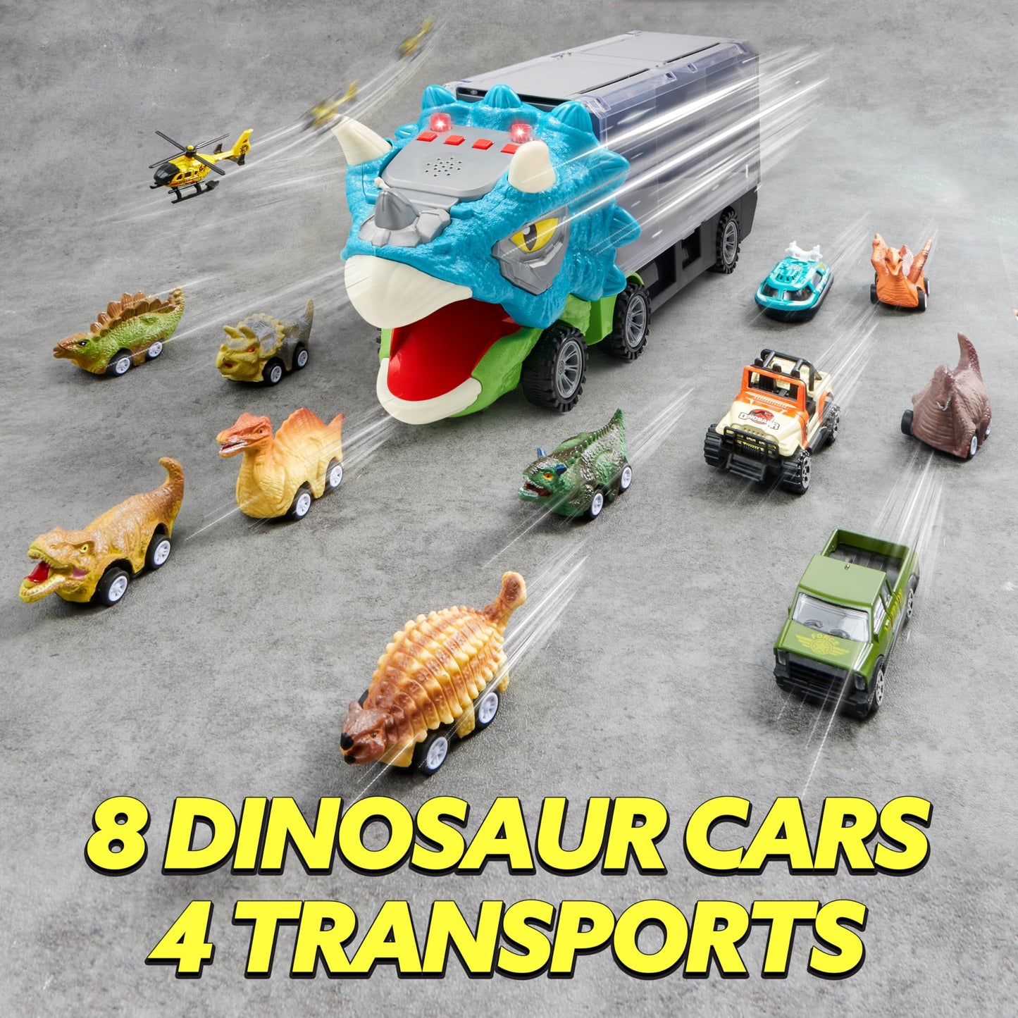 JOYIN 13 in 1 Dinosaur Toys for Kids 3-5, Dinosaur Truck with 12 Pull Back Cars, Small Cars Set, Birthday Gifts Toys for 3 4 5+ Year Old Boy, Transport Carrier Truck for Toddlers 3-4 Years Nirvana Guru