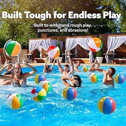 JOYIN Rainbow Beach Balls(12 Pack), 12'' Inflatable Swimming Pool Toys for Summer Water Games Kids Birthday Party Supplies Combo Set Include Inflatable Beach Balls nirvanaguru