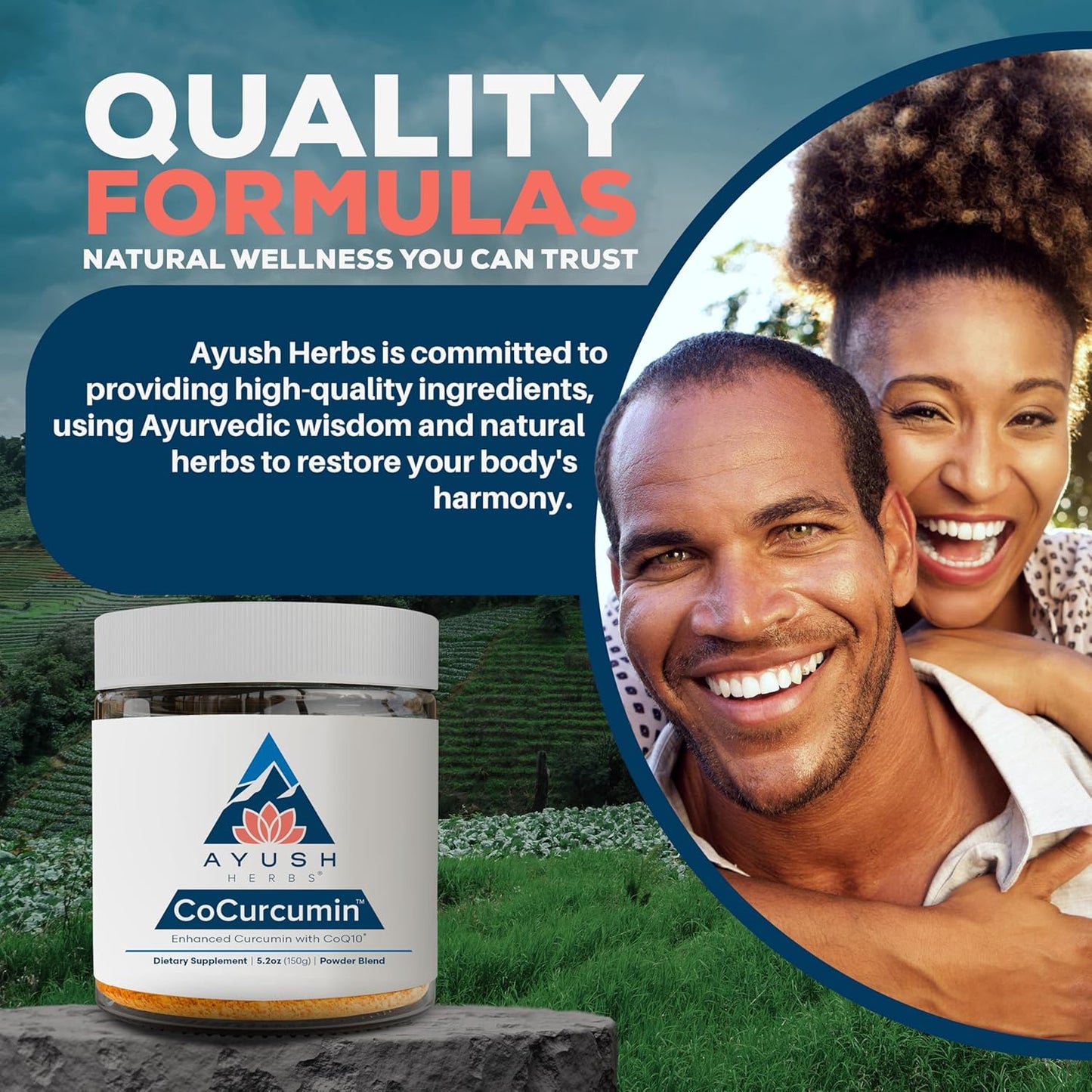 Ayush Herbs CoCurcumin - Turmeric Powder, Curcumin Powder with Black Pepper, CoQ10, MCT Oil for Glowing Skin, Joint, Muscle, and Gut Health - 4.2 Oz Jar (30 Servings) Nirvana Guru