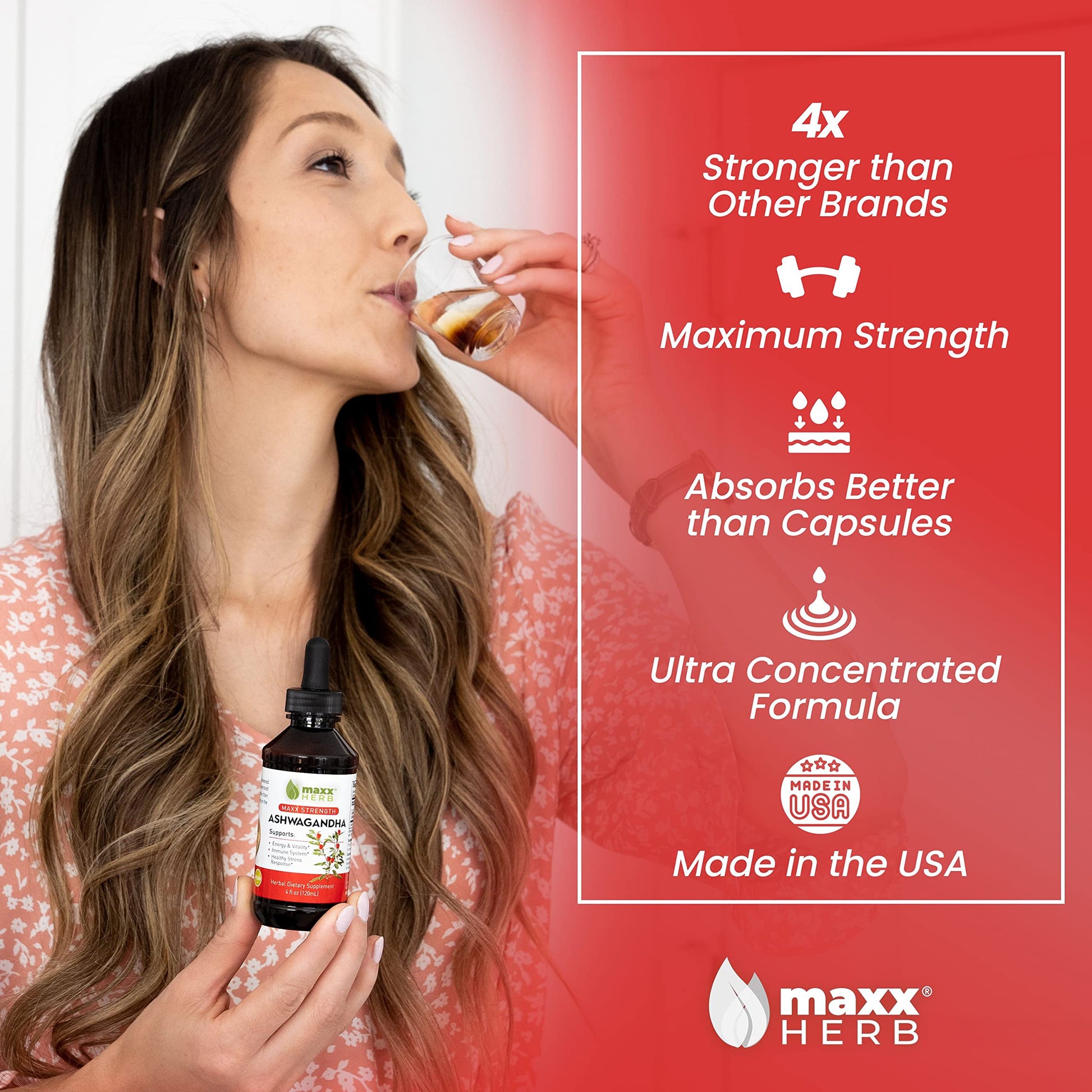 Maxx Herb Ashwagandha Extract – Max Strength Liquid Tincture Absorbs Better Than Capsules or Powder - for Stamina, Memory, and Immune Support – 4 Bottles, 4 Oz Each (240 Servings) Nirvana Guru