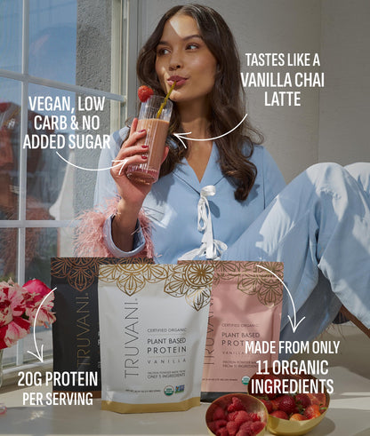 Truvani Vegan Protein Powder | Vanilla | 20g Organic Plant Based Protein | 18 Servings | Keto | Gluten & Dairy Free | Low Carb | No Added Sugar