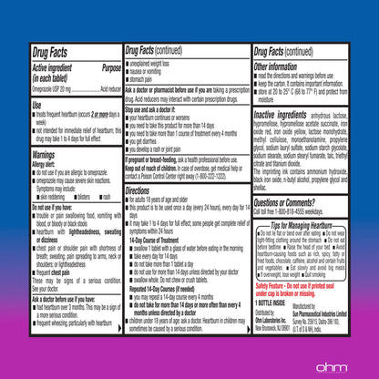 Ohm Omeprazole Delayed-Release Tablets, 20mg Acid Reducer, Treats Frequent Heartburn (2 Weeks of Supply, 14, Count)