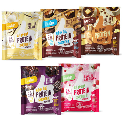 FlavCity Grass Fed Whey Protein Powder - Vanilla Smoothie - 25g Protein & 10g Collagen - Made with Real Vanilla Bean & Organic Coconut Milk - Gluten Free & No Added Sugars (20 Servings)
