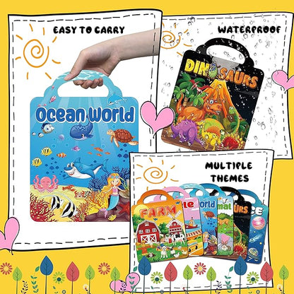 6Set Puffy Sticker Books for Kids 2-4, 3D Reusable Stickers Books for Toddlers 1-3,2-4,Farm+Animal+Dinosaurs+Ocean World+Space+Vehicle nirvanaguru