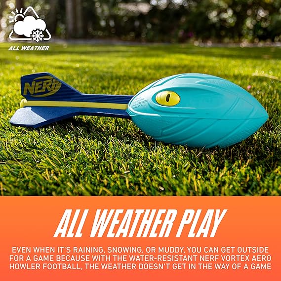 Nerf Vortex Aero Howler Neon Foam Ball, Classic Long-Distance Football, Flight-Optimizing Tail, Whistling Sound, Indoor & Outdoor Fun (Amazon Exclusive) nirvanaguru