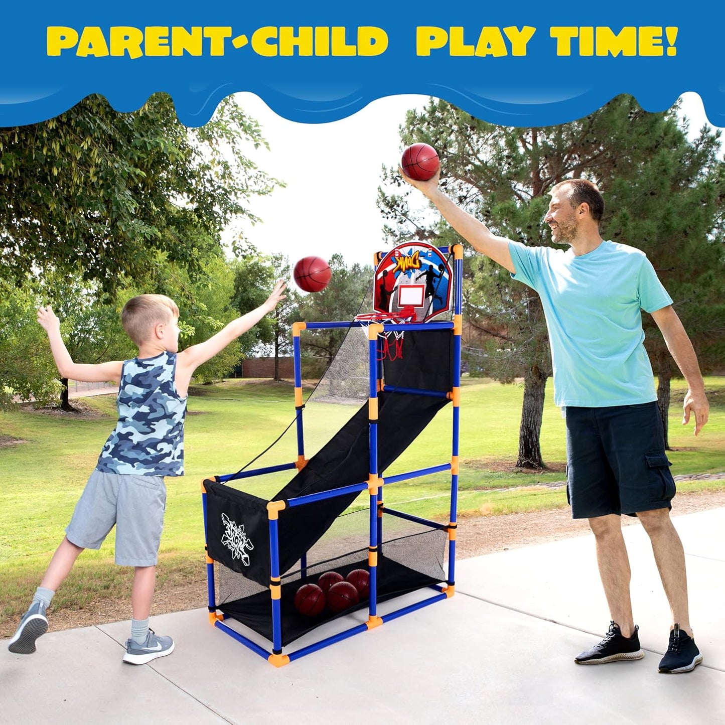 JOYIN Arcade Basketball Game Set with 4 Balls and Hoop for Kids 3 to 12 Years Old Indoor Outdoor Sport Play - Easy Set Up - Air Pump Included - Ideal for Competition Nirvana Guru