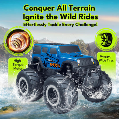 Threeking 1:16 Waterproof Monster Truck Toys RC Cars Amphibious Remote Control Car Trucks 4WD All Terrain Off-Road Pickup Toy for 6 7 8 9 10 11 12 Year Old Boys Girls Kids Gifts Presents Nirvana Guru