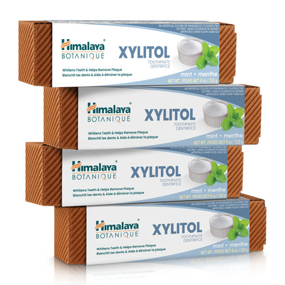 Himalaya Botanique Whitening Antiplaque Toothpaste with Xylitol, Fluoride Free, for Plaque Reduction & Gentle Whitening, 4 oz - Nirvana Guru