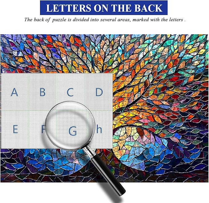 PICKFORU Stained Glass Puzzle Tree of Life Puzzles for Adults 1000 Pieces, Impossible Hard Difficult Challenging Puzzles for Adults, Colorful Mosaic Tree of Life Jigsaw Puzzle 1000 Pieces nirvanaguru