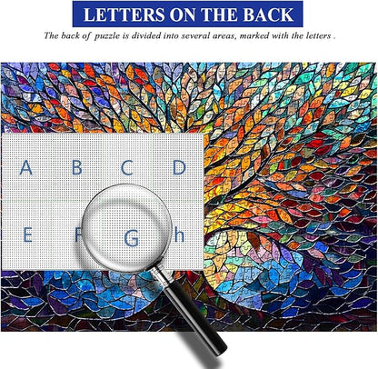 PICKFORU Stained Glass Puzzle Tree of Life Puzzles for Adults 1000 Pieces, Impossible Hard Difficult Challenging Puzzles for Adults, Colorful Mosaic Tree of Life Jigsaw Puzzle 1000 Pieces nirvanaguru
