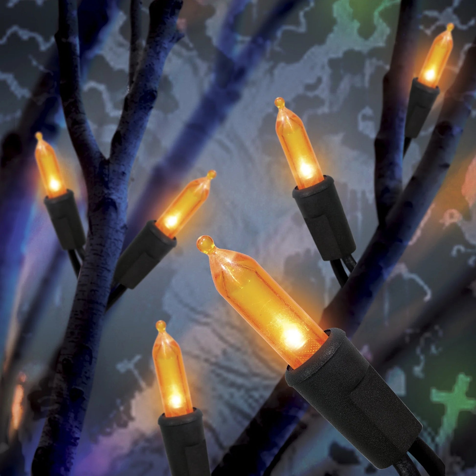 Orange Lights, 50CT, LED Minis, 9.5ft, Halloween Indoor/Outdoor, by Way To Celebrate Nirvana Guru