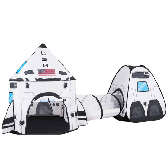 JOYIN White Rocket Ship Pop up Play Tent with Tunnel and Playhouse Kids Indoor Outdoor Spaceship Tent Set Nirvana Guru