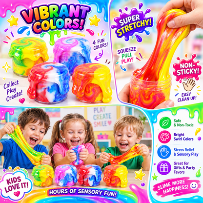 Galaxy Slime 4 Pack - 60ml Each - Non-Sticky Slime - Stress Relief Toy