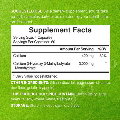 Ultra Strength HMB Supplements 3,000mg Per Serving, 240 Capsules | Third Party Tested | Supports Muscle Growth, Retention & Lean Muscle Mass | Fast Workout Recovery Nirvana Guru