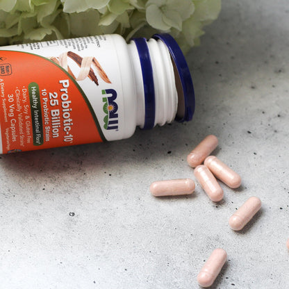 NOW Foods Supplements, Probiotic-10™, 25 Billion, with 10 Probiotic Strains, Dairy, Soy and Gluten Free, Strain Verified, 100 Veg Capsules - Nirvana Guru