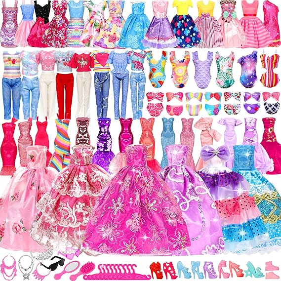 71 Pcs Doll Clothes and Accessories, 5 Wedding Gowns 9 Fashion Dresses 3 Tops 3 Pants 3 Bikini Swimsuits 20 Shoes for 11.5 inch Doll Christmas Stocking Stuffers Girls Gift Age 5-7 8-10 nirvanaguru