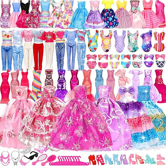 71 Pcs Doll Clothes and Accessories, 5 Wedding Gowns 9 Fashion Dresses 3 Tops 3 Pants 3 Bikini Swimsuits 20 Shoes for 11.5 inch Doll Christmas Stocking Stuffers Girls Gift Age 5-7 8-10 nirvanaguru