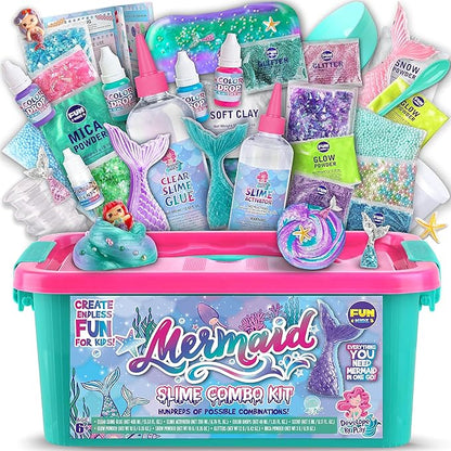 Summer Gift Mermaid Slime Kit for Girls, FunKidz Shimmer Slime Making Kit for Kids Age 8-12 DIY Soft Glitter Glossy Metallic Slime Toy Nirvana Guru
