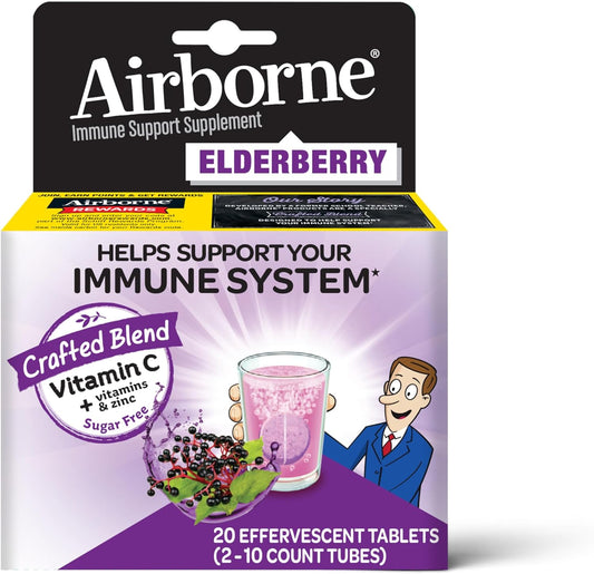 Airborne Elderberry + Zinc & Vitamin C Effervescent Tablets