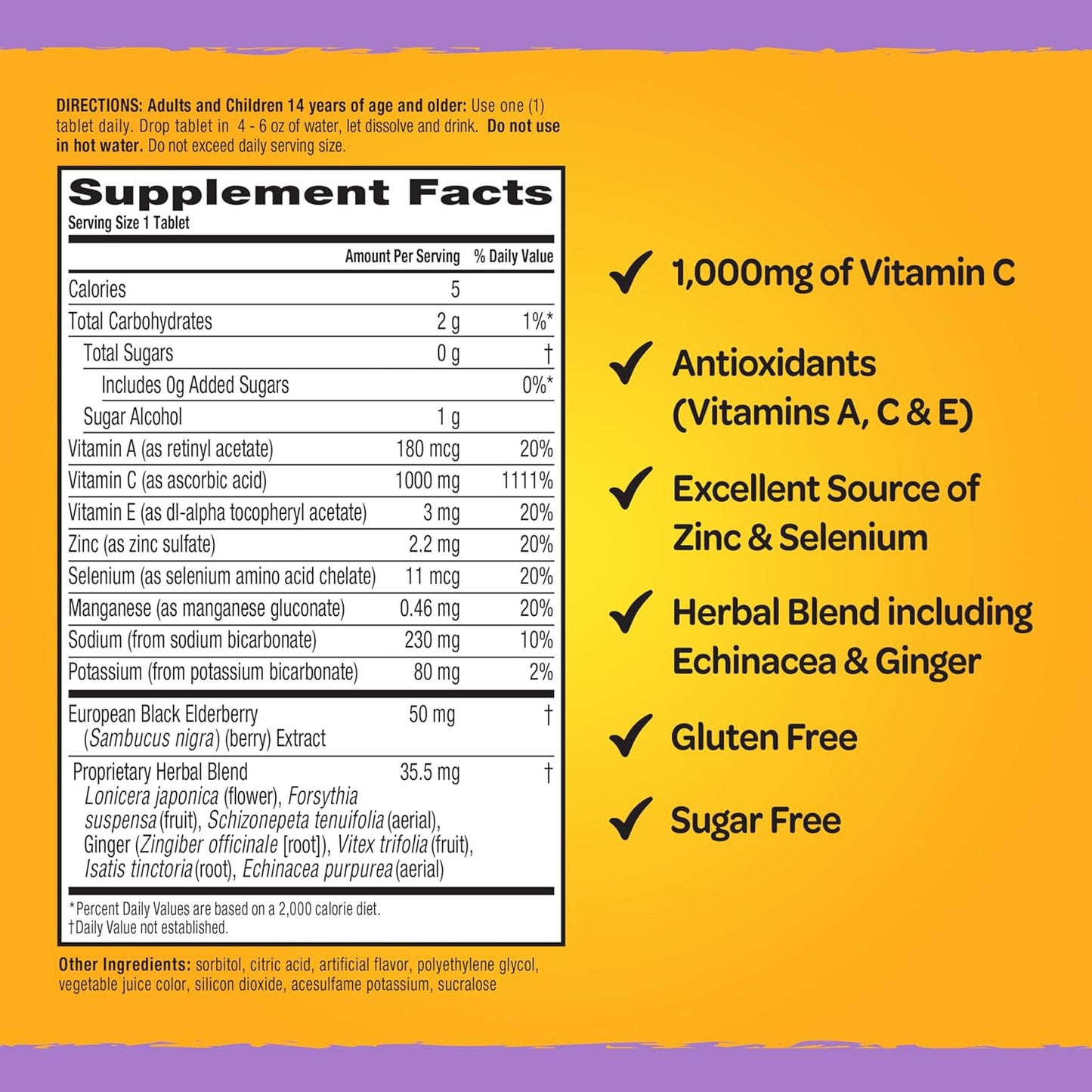 Airborne Elderberry + Zinc & Vitamin C Effervescent Tablets