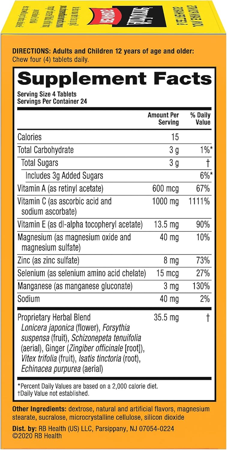 Airborne 1000mg Vitamin C Chewable Tablets with Zinc - Nirvana Guru