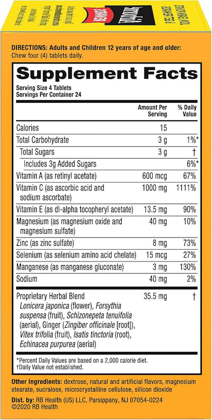 Airborne 1000mg Vitamin C Chewable Tablets with Zinc - Nirvana Guru