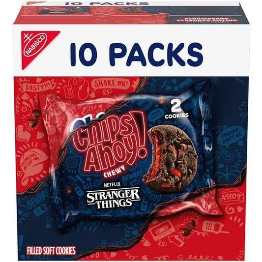 CHIPS AHOY! Stranger Things Chewy Chocolatey Strawberry-Flavored Filled Soft Cookies, 10 Snack nirvanaguru