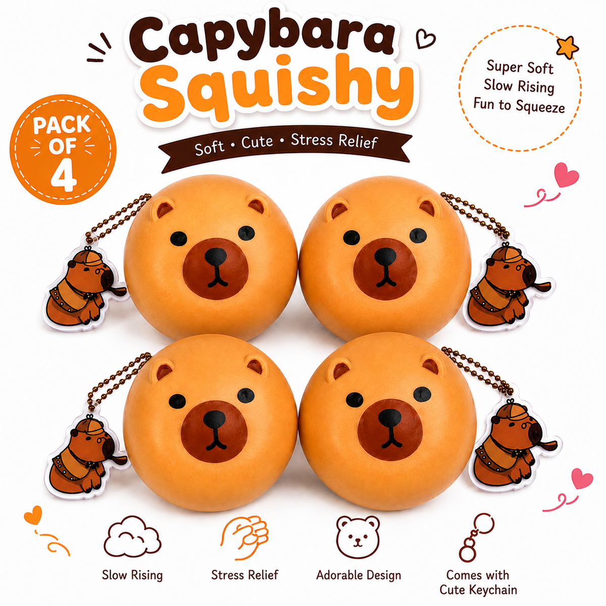 Glitter Capybara Squishies - Cute Capybara Animal Squeeze Balls - Anxiety Relief Fidget Squishies Nirvana Guru