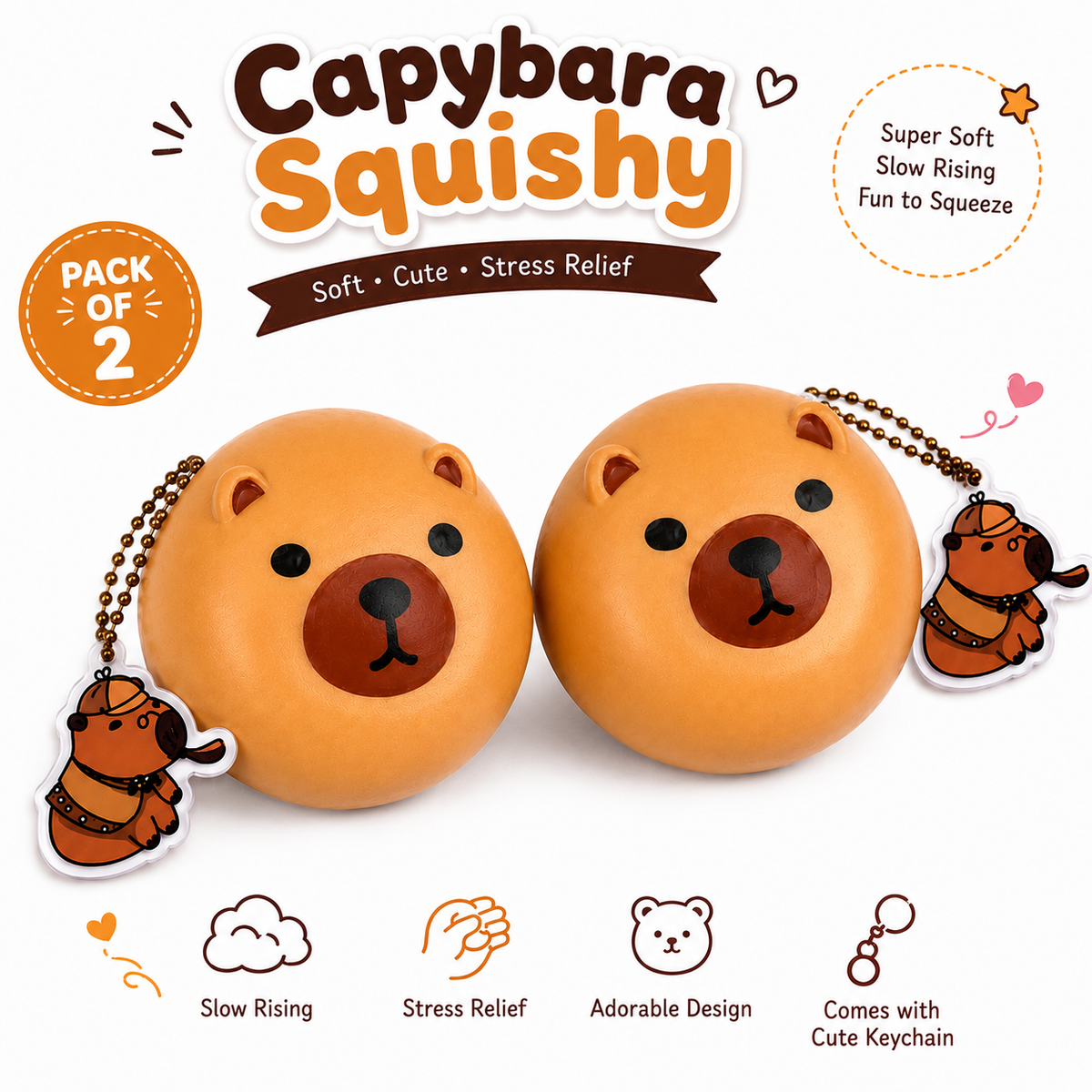 Glitter Capybara Squishies - Cute Capybara Animal Squeeze Balls - Anxiety Relief Fidget Squishies Nirvana Guru