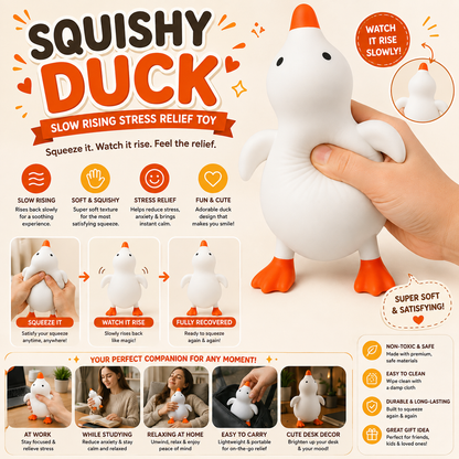 Jumbo Duck Squishy Toy - Soft Slow Rising Squeeze Fidget Toy - Large Cute Duck Sensory Toy for Kids - Teens & Adults - Fun Gift & Desk Toy Nirvana Guru