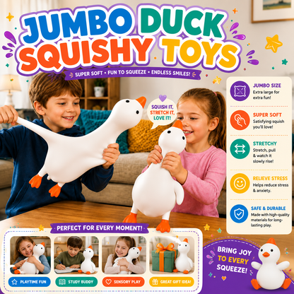 Jumbo Duck Squishy Toy - Soft Slow Rising Squeeze Fidget Toy - Large Cute Duck Sensory Toy for Kids - Teens & Adults - Fun Gift & Desk Toy Nirvana Guru