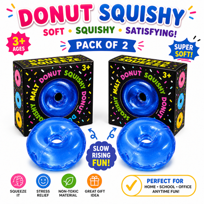 Donut Squishy Toy – Blue Soft Slow Rising Stress Relief Sensory Fidget Squeeze Toys for Kids & Adults - Squishy Donut Set Nirvana Guru
