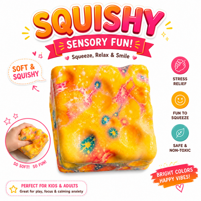 Squishy Cube Toy - 12 Pcs Set - Slow Rising Sensory Fidget Cube - Soft Stress Relief Squeeze Toy for Kids and Adults Nirvana Guru