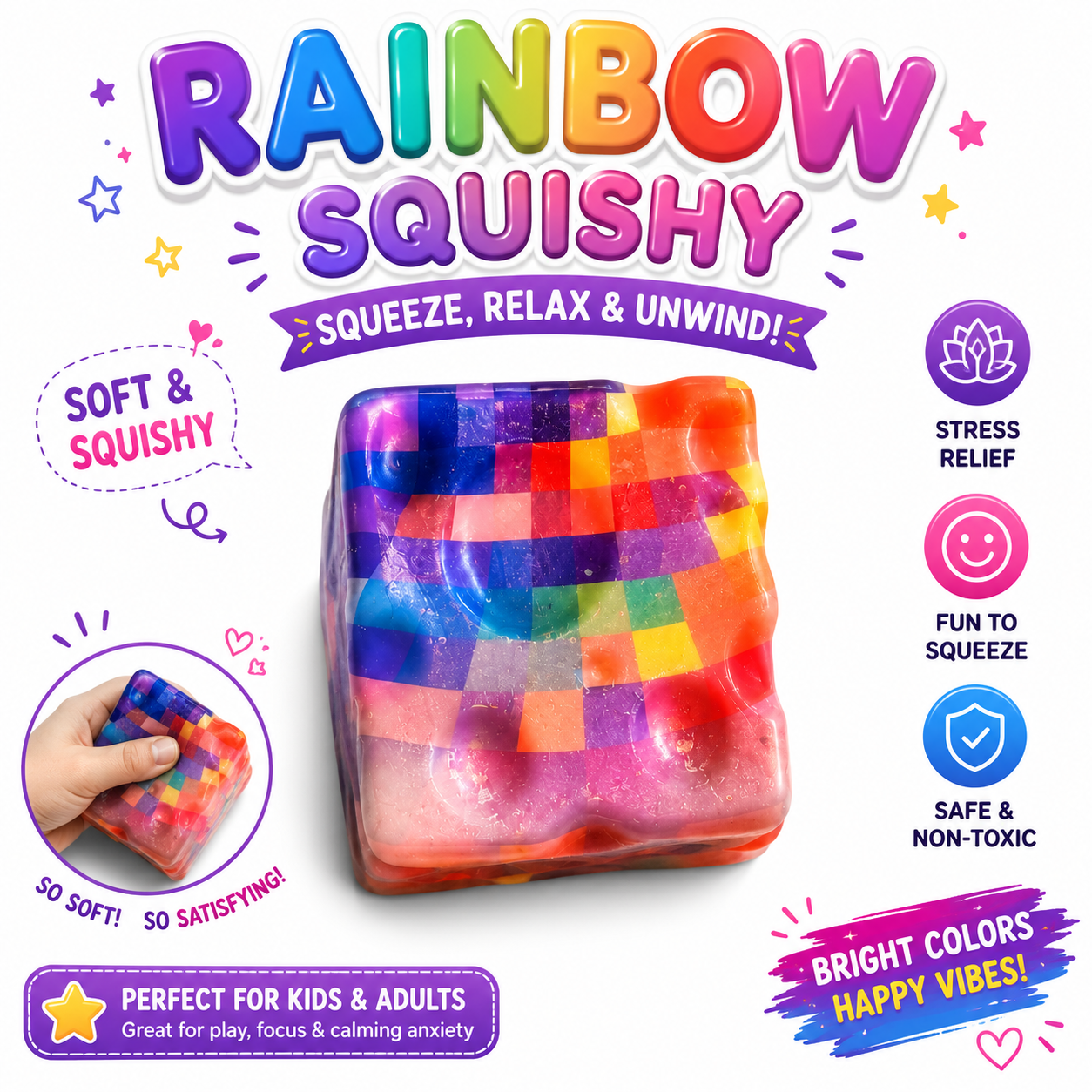 Squishy Cube Toy - 12 Pcs Set - Slow Rising Sensory Fidget Cube - Soft Stress Relief Squeeze Toy for Kids and Adults Nirvana Guru