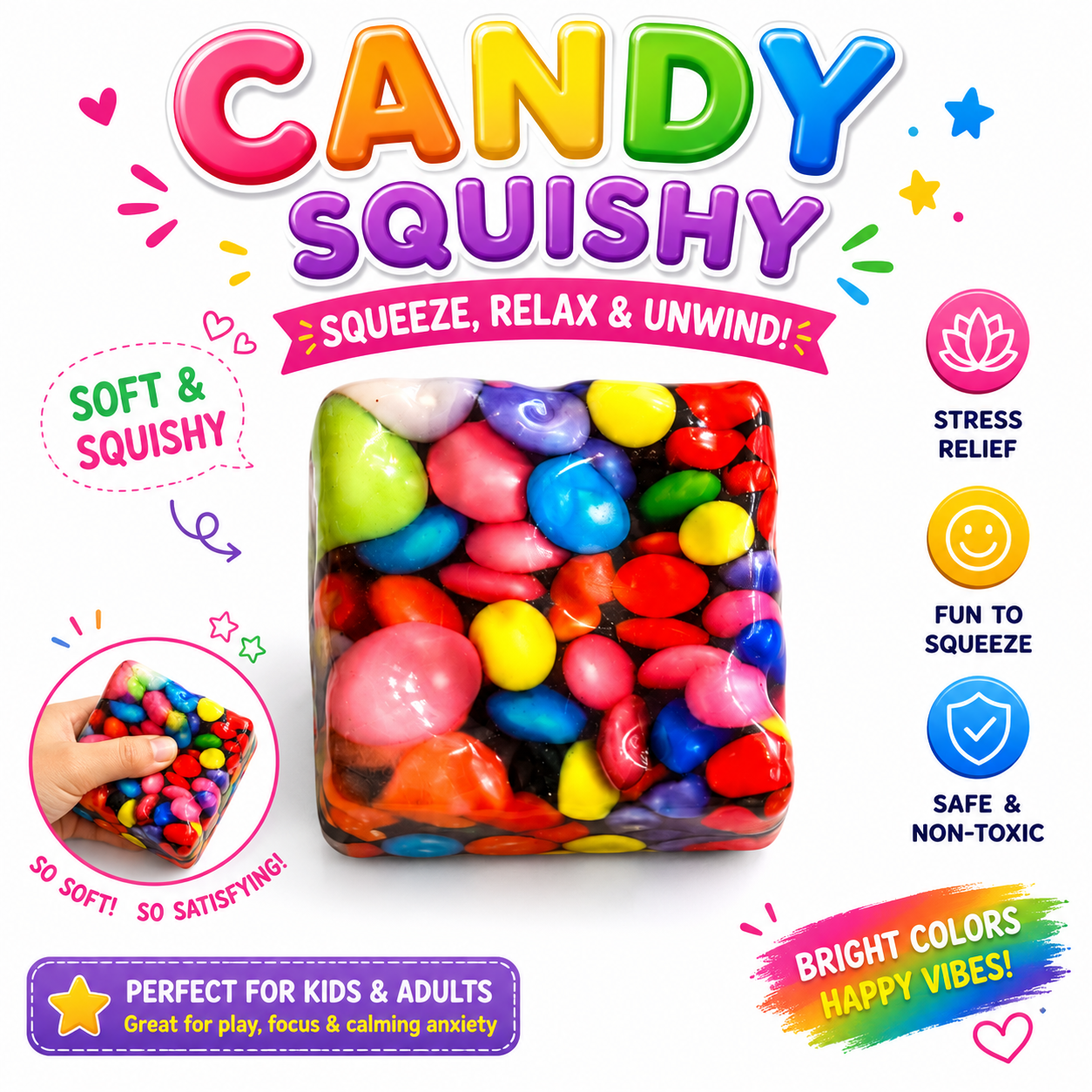 Squishy Cube Toy - 12 Pcs Set - Slow Rising Sensory Fidget Cube - Soft Stress Relief Squeeze Toy for Kids and Adults Nirvana Guru